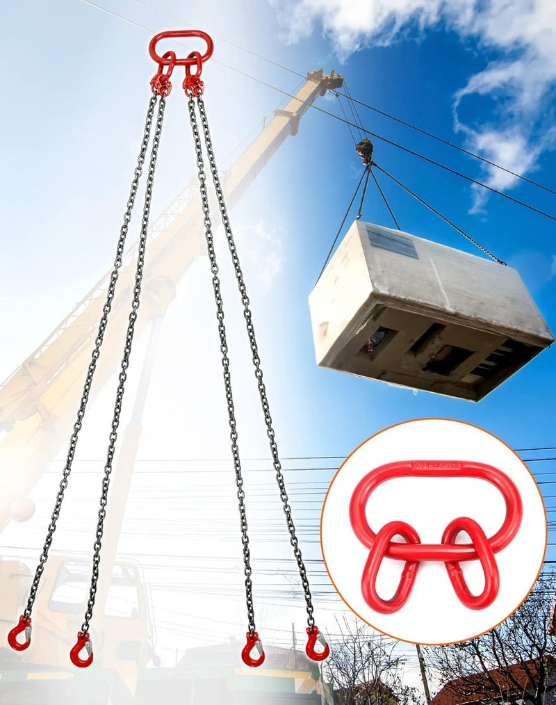 EGV Chain Sling Ring, Oblong Master Link Hoist Ring for Lifting Rigging,10361 lbs, Grade 80, Red（4.7T） - Image 3